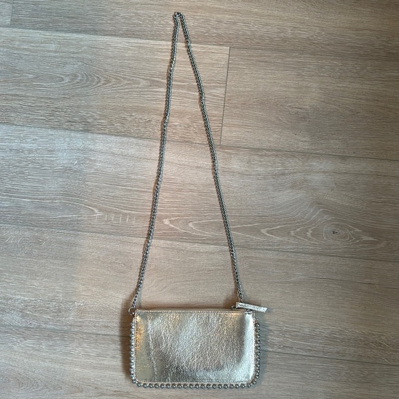 Metallic Rose Gold Crinkled Faux Leather With Studs Bag - Picture 2 of 10